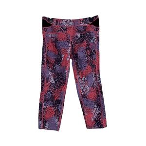 Colosseum Womens Mosaic Print Cropped Leggings Pink Purple Black Size Medium